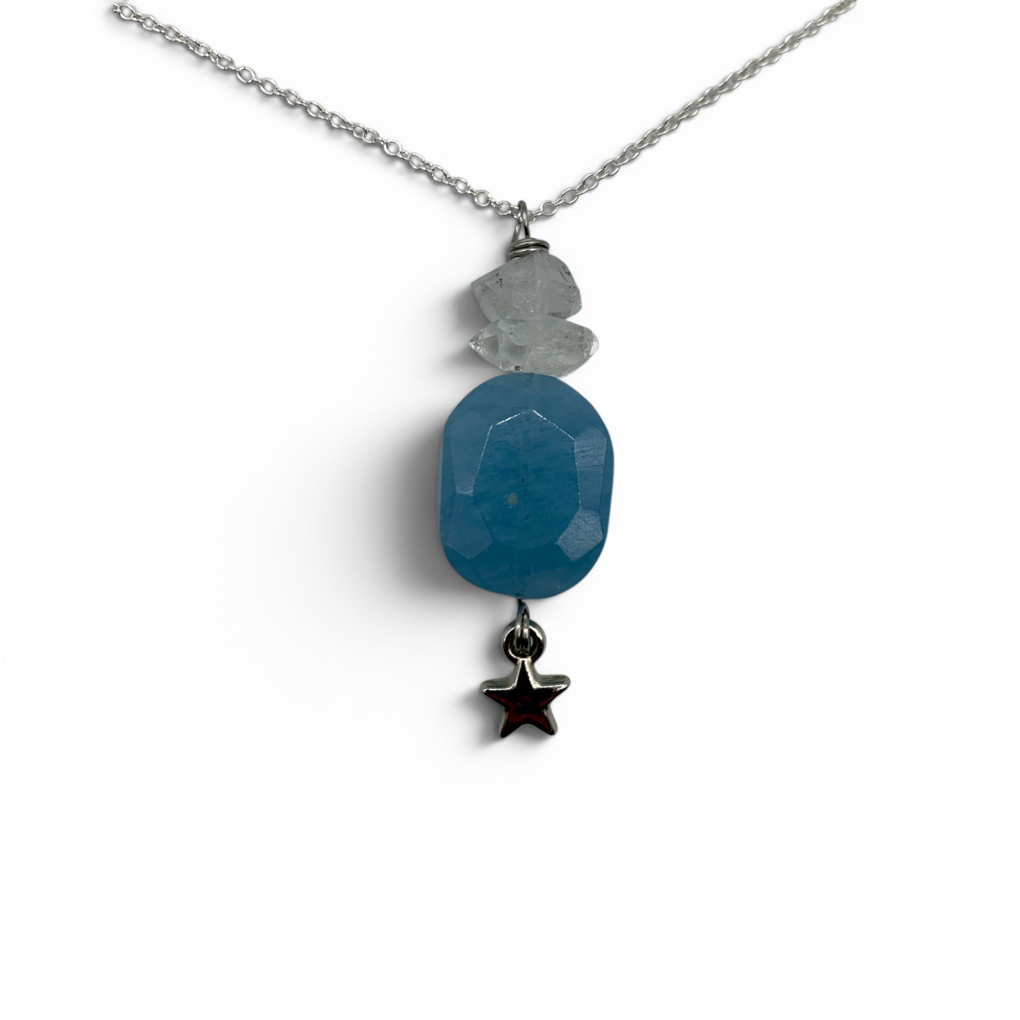 Necklace - Aquamarine and Herkimer Diamond $40